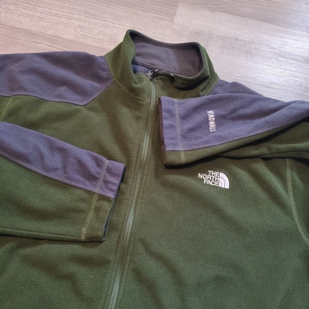 The North Face Windwall Jacket Mens XXL 2XL Full Zip Wind Resistant Fleece Gree